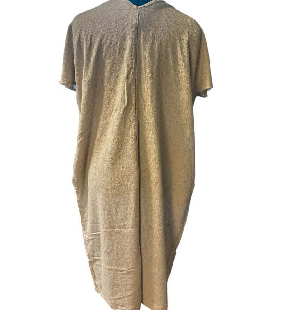 P. CILL V-Neck Short Sleeve Midi Dress in Taupe - Picture 3 of 8
